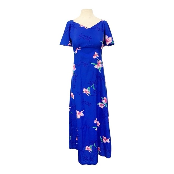 Vintage Hukilau Fashions Hawaiian Maxi Dress Size 6 - Picture 1 of 10